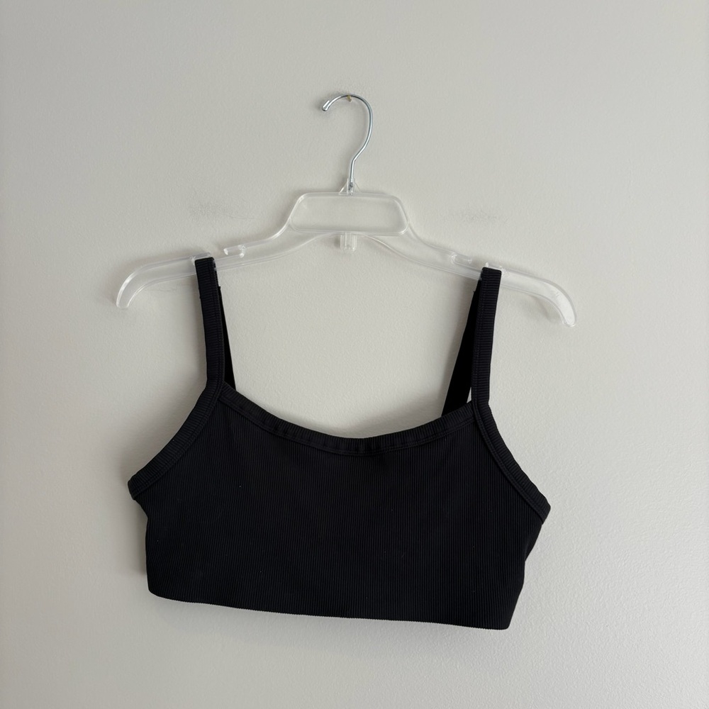 Offline by Aerie Black Stretch Medium Support Ribbed Sports Bra